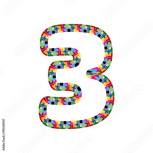 3 Block Puzzle Letter Logo Icon Design
