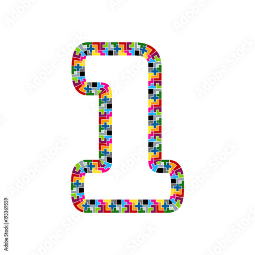 1 Block Puzzle Letter Logo Icon Design