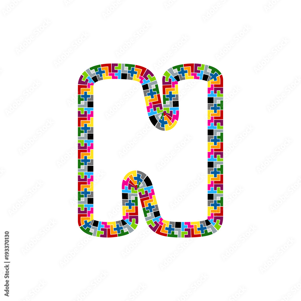 N Block Puzzle Letter Logo Icon Design N Block Puzzle Letter Logo Icon Design
