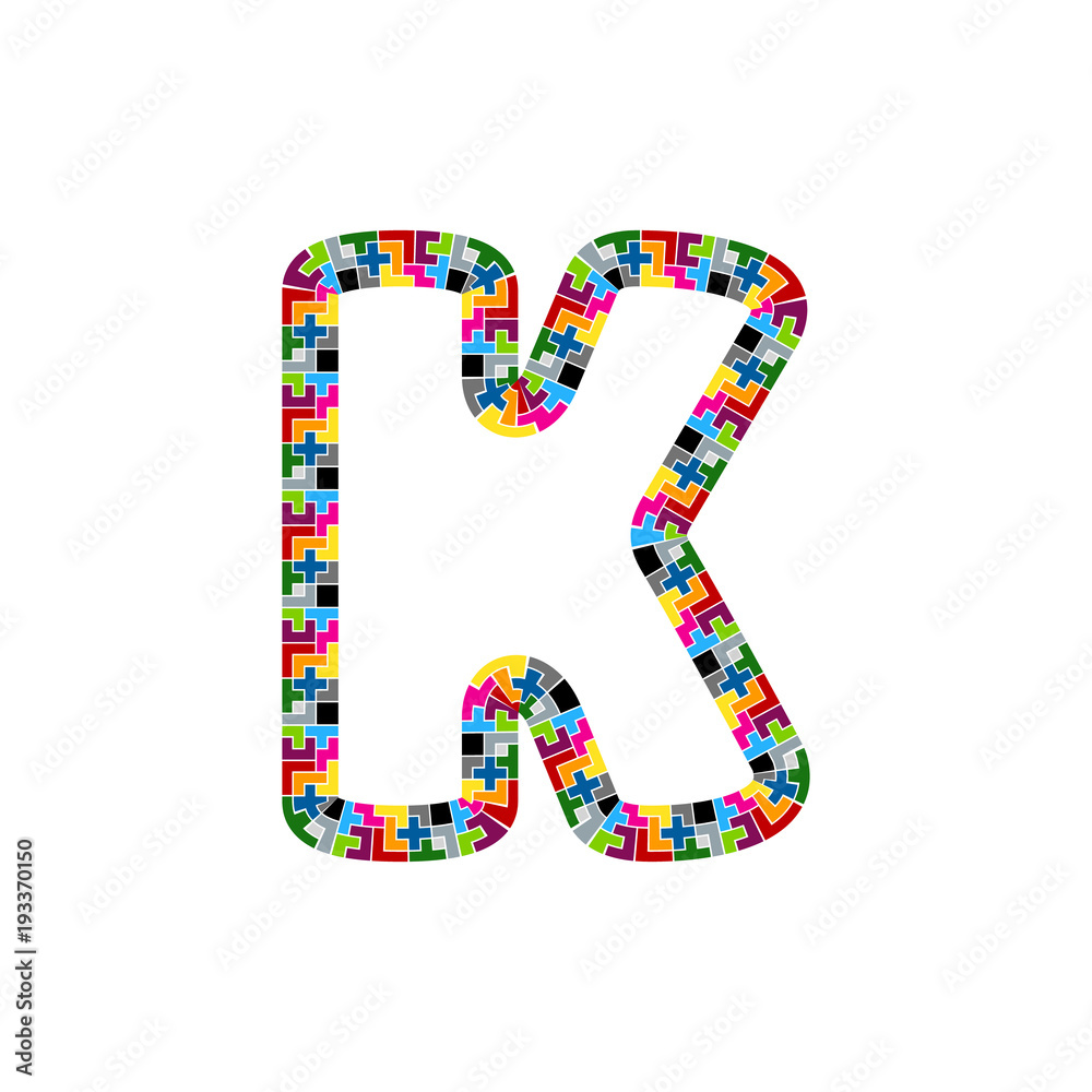 K Block Puzzle Letter Logo Icon Design