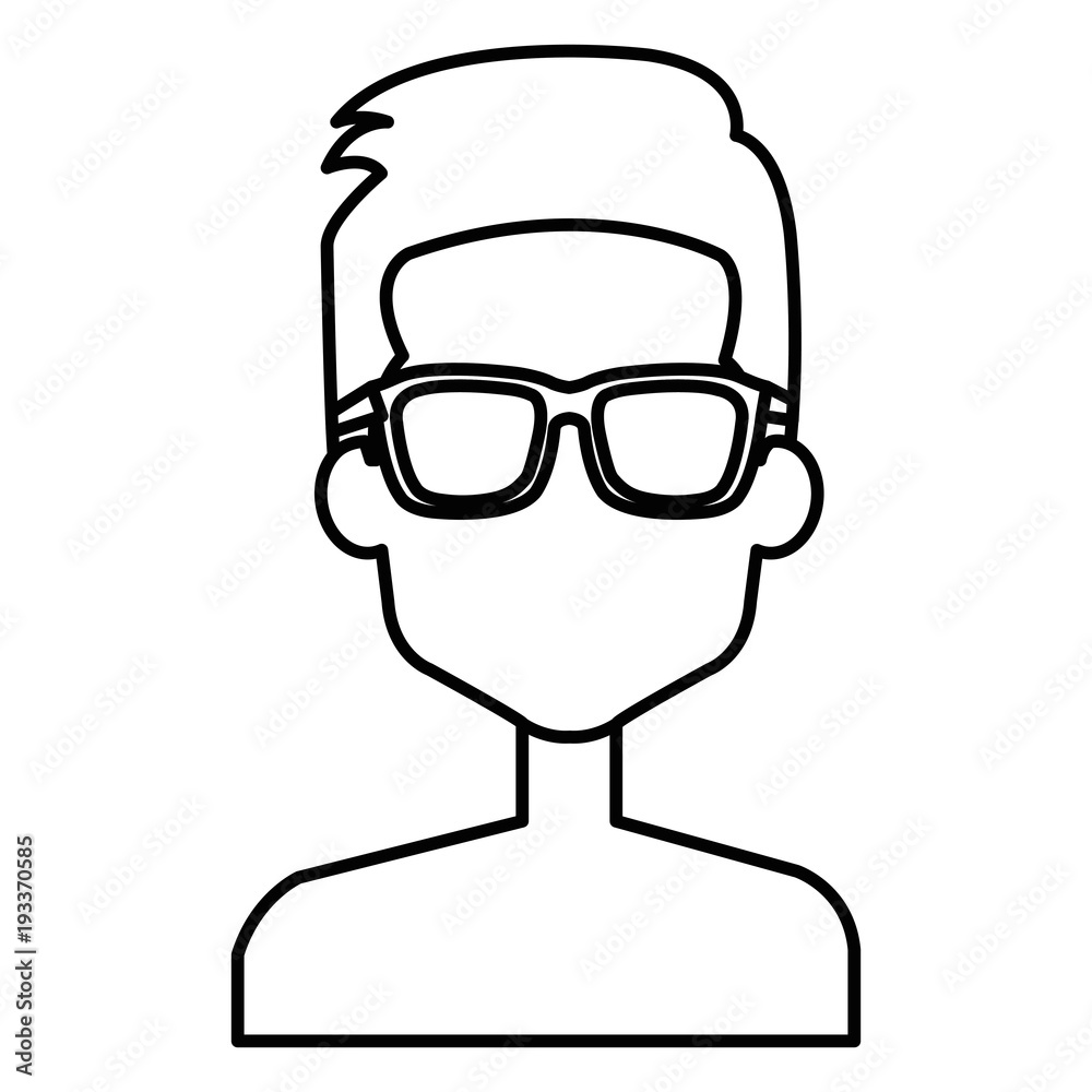 young man shirtless with glasses avatar character vector illustration design