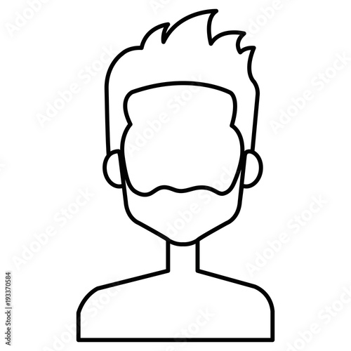 young man shirtless with beard avatar character vector illustration design