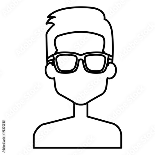 young man shirtless with glasses avatar character vector illustration design