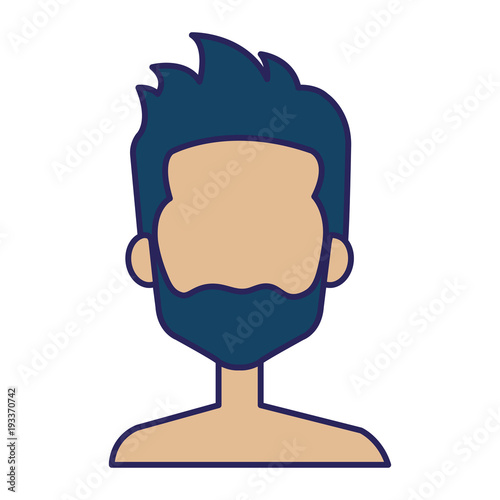 young man shirtless with beard avatar character vector illustration design