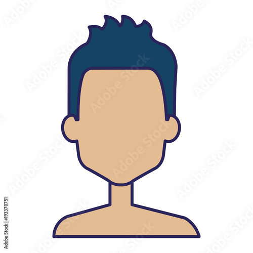 young man shirtless avatar character vector illustration design