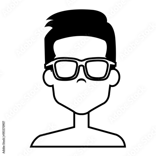 young man shirtless with glasses avatar character vector illustration design