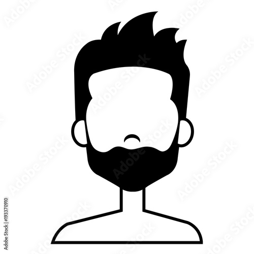 young man shirtless with beard avatar character vector illustration design