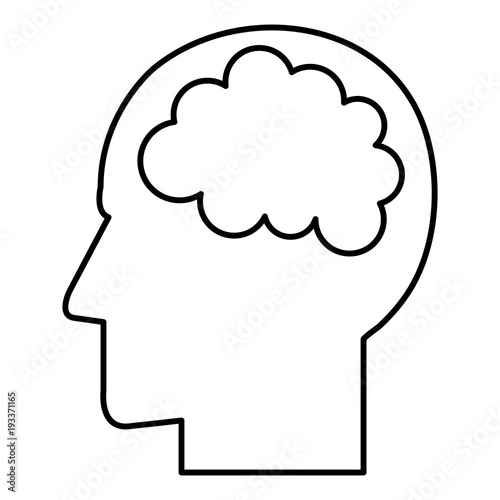 brain storming with head profile vector illustration design