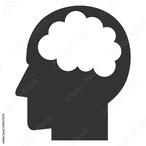 brain storming with head profile vector illustration design