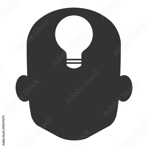 head profile human with bulb vector illustration design