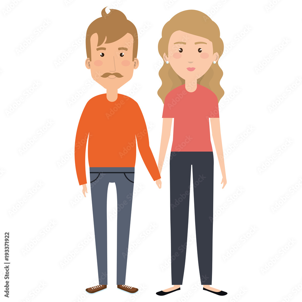 cute mother and father couple characters vector illustration design