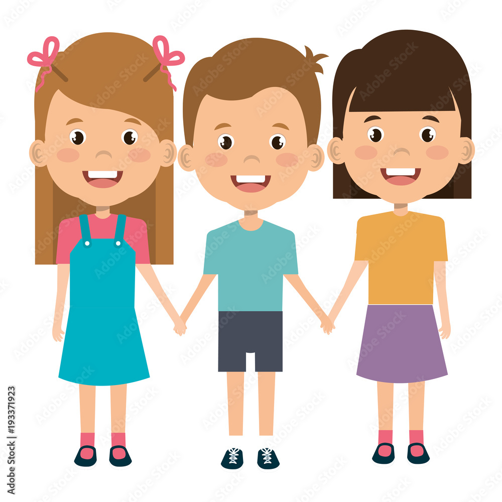 group of kids avatars characters vector illustration design