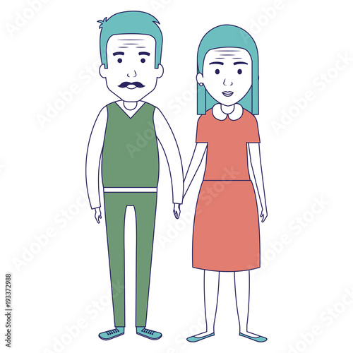 cute mother and father couple characters vector illustration design