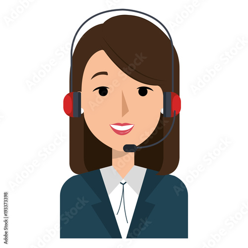 businesswoman with headset character vector illustration design