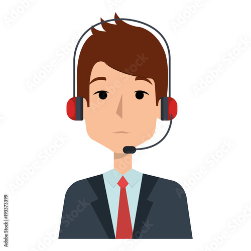 businessman with headset avatar character vector illustration design