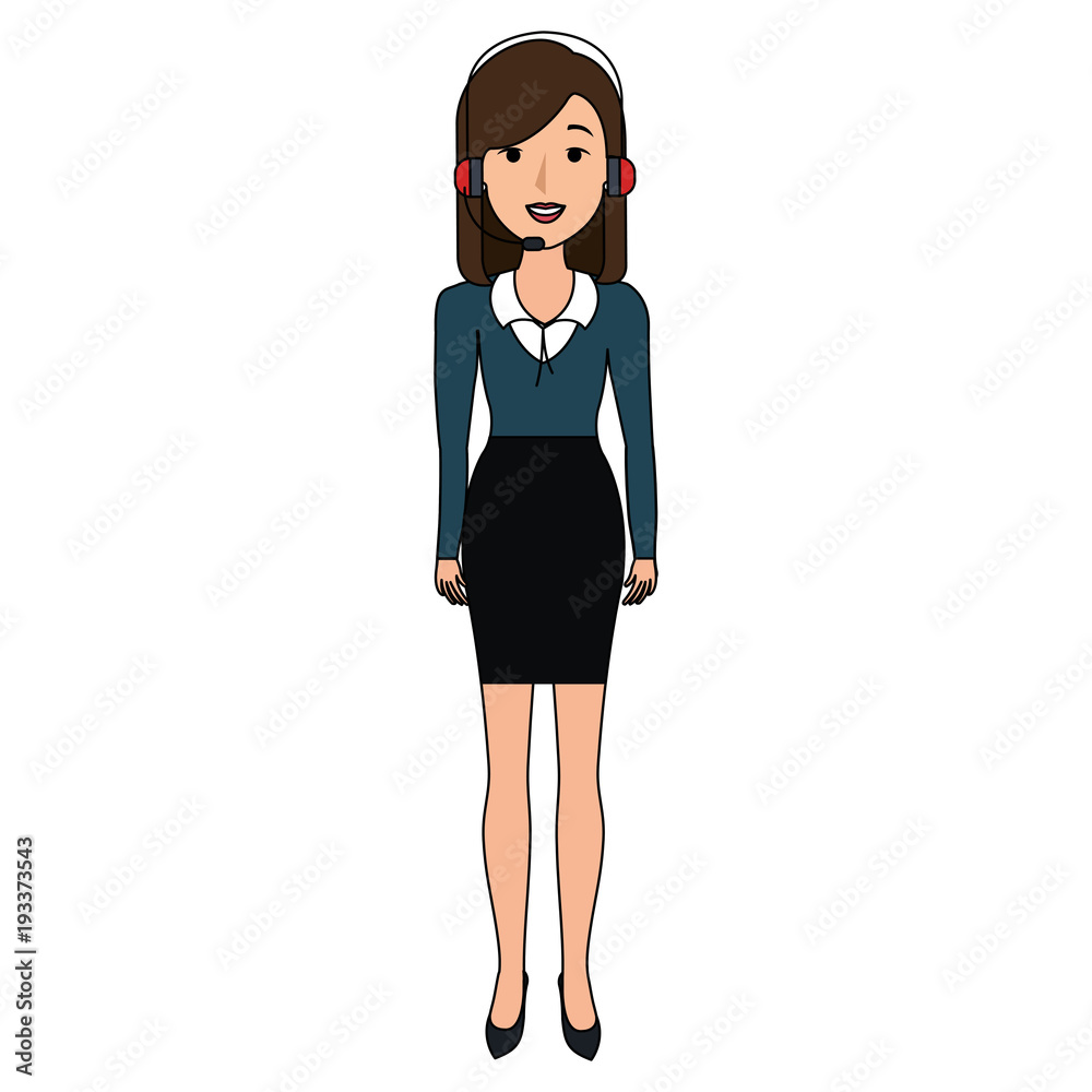Fototapeta premium businesswoman with headset character vector illustration design