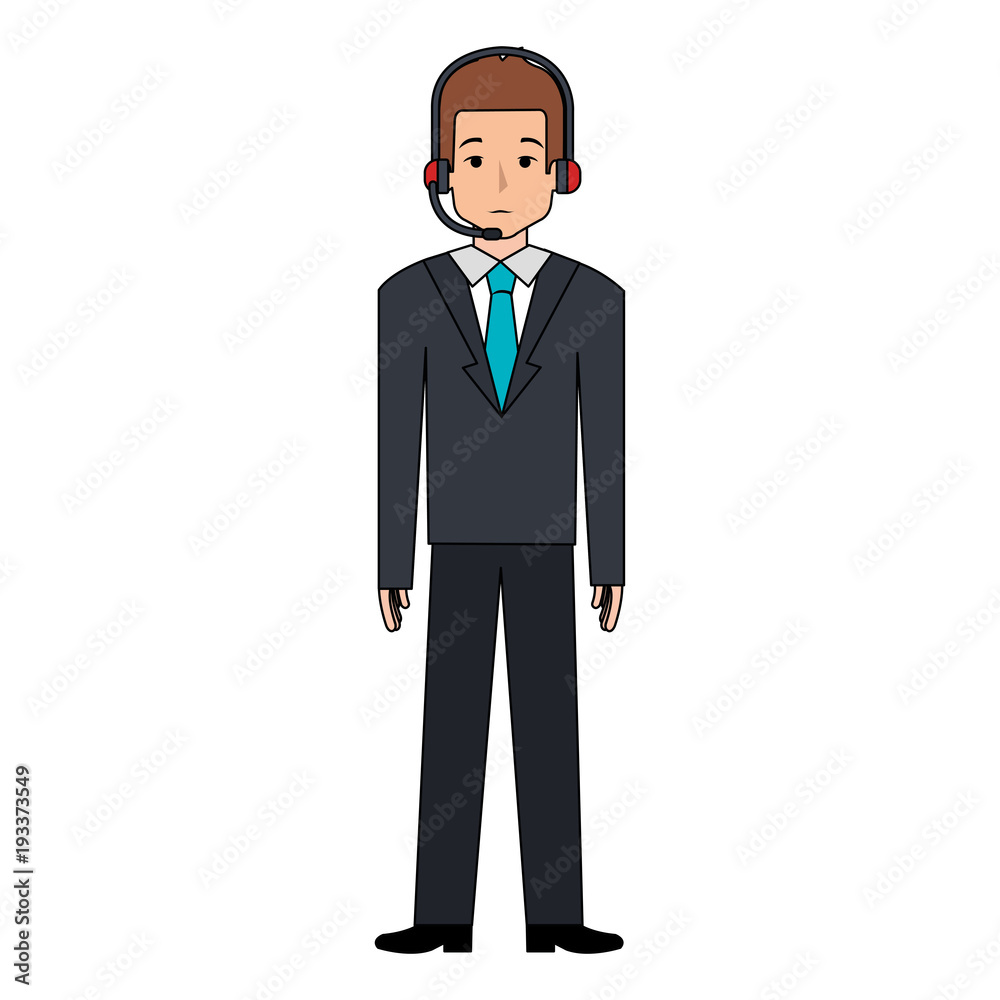 businessman with headset avatar character vector illustration design businessman with headset avatar character vector illustration design