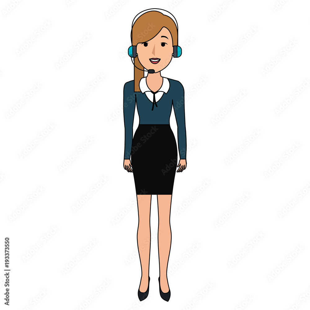 businesswoman with headset character vector illustration design businesswoman with headset character vector illustration design