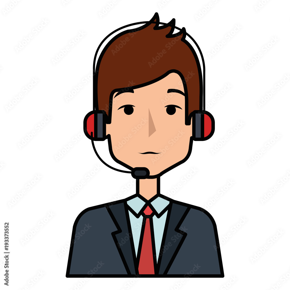 businessman with headset avatar character vector illustration design