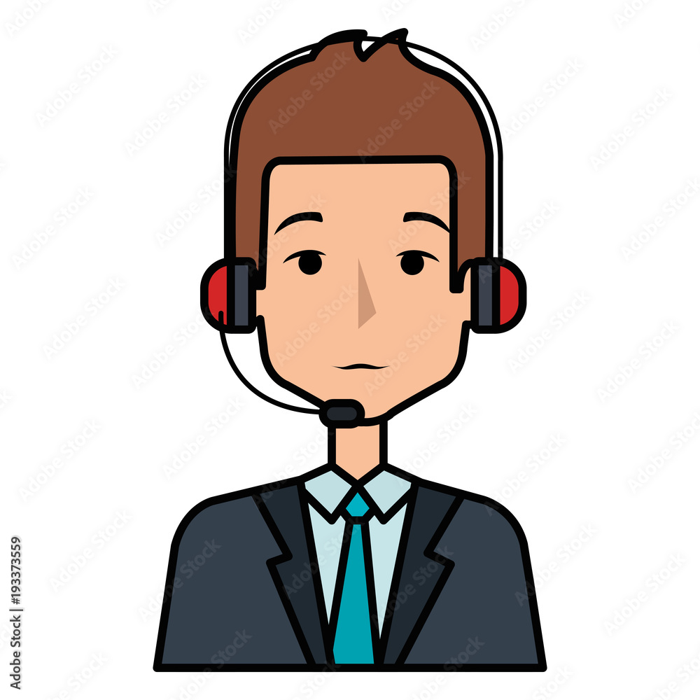 businessman with headset avatar character vector illustration design businessman with headset avatar character vector illustration design