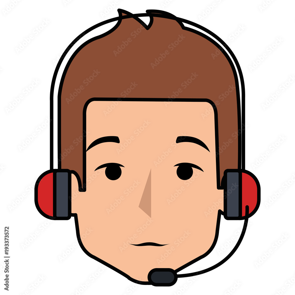 businessman with headset avatar character vector illustration design