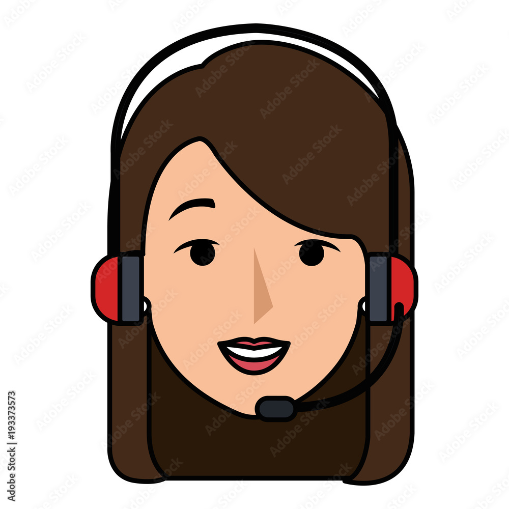 businesswoman with headset character vector illustration design