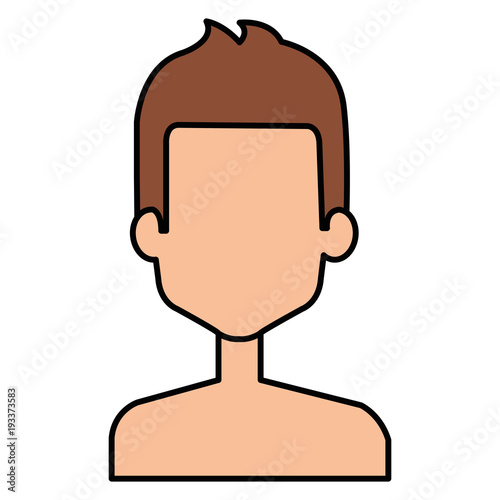 young man shirtless avatar character vector illustration design