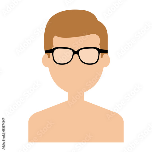 young man shirtless avatar character vector illustration design