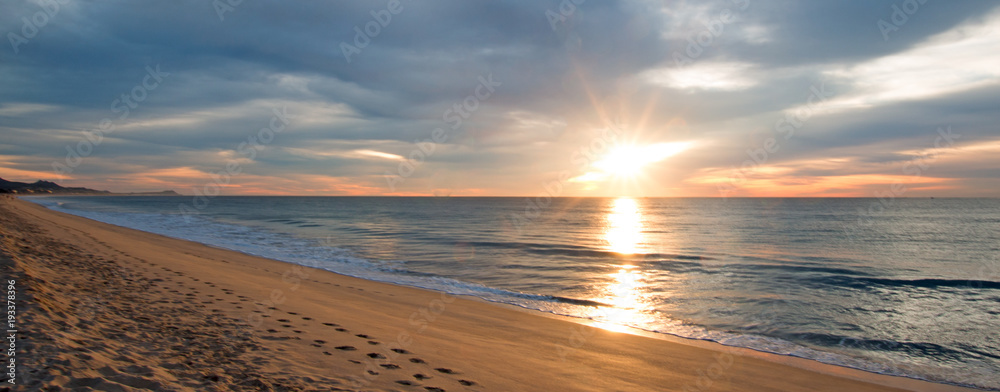 Sunrise over beach in San Jose Del Cabo in Baja California Mexico BCS - obrazy, fototapety, plakaty 