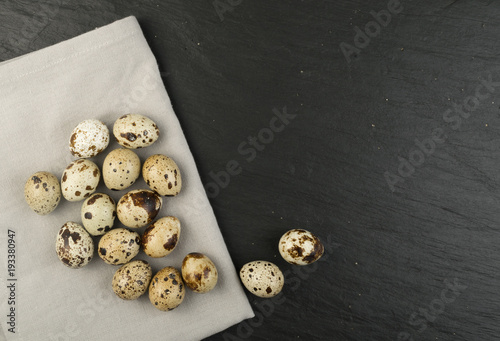 Quail Eggs on Stone Background