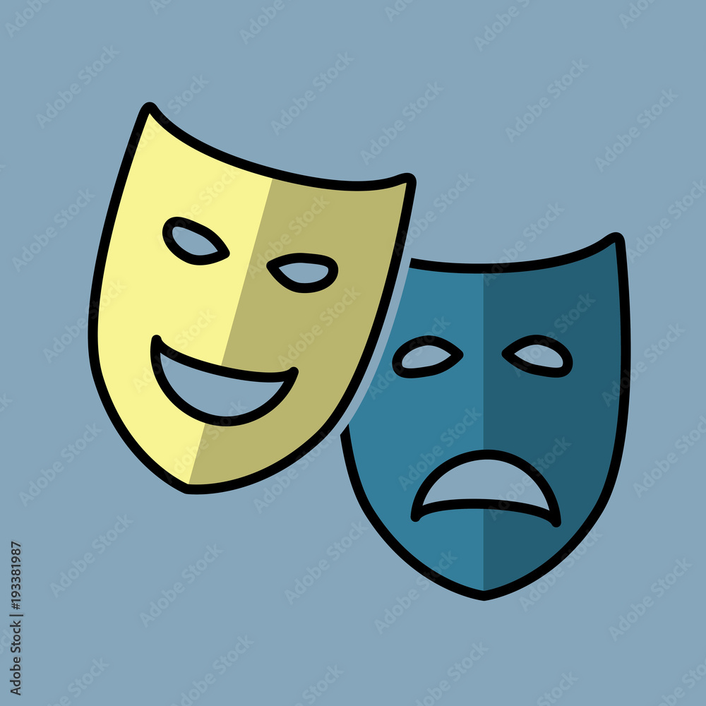 Sad and Happy Theatrical Drama and Comedy Masks Sad and Happy Theatrical Drama and Comedy Masks