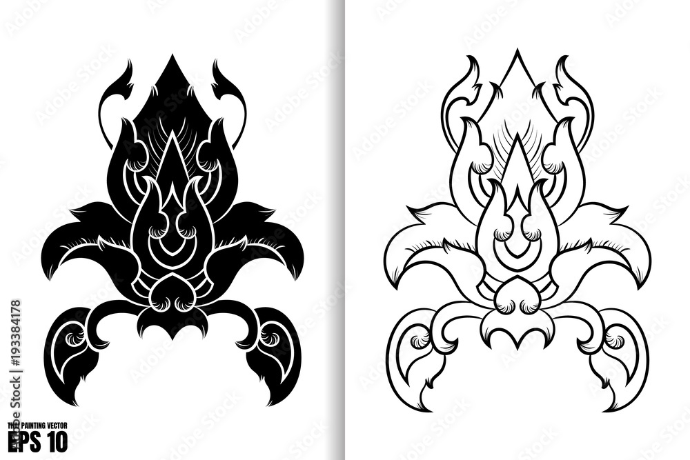 Thai Painting Style Vector Illustration Thai Painting Style Vector Illustration