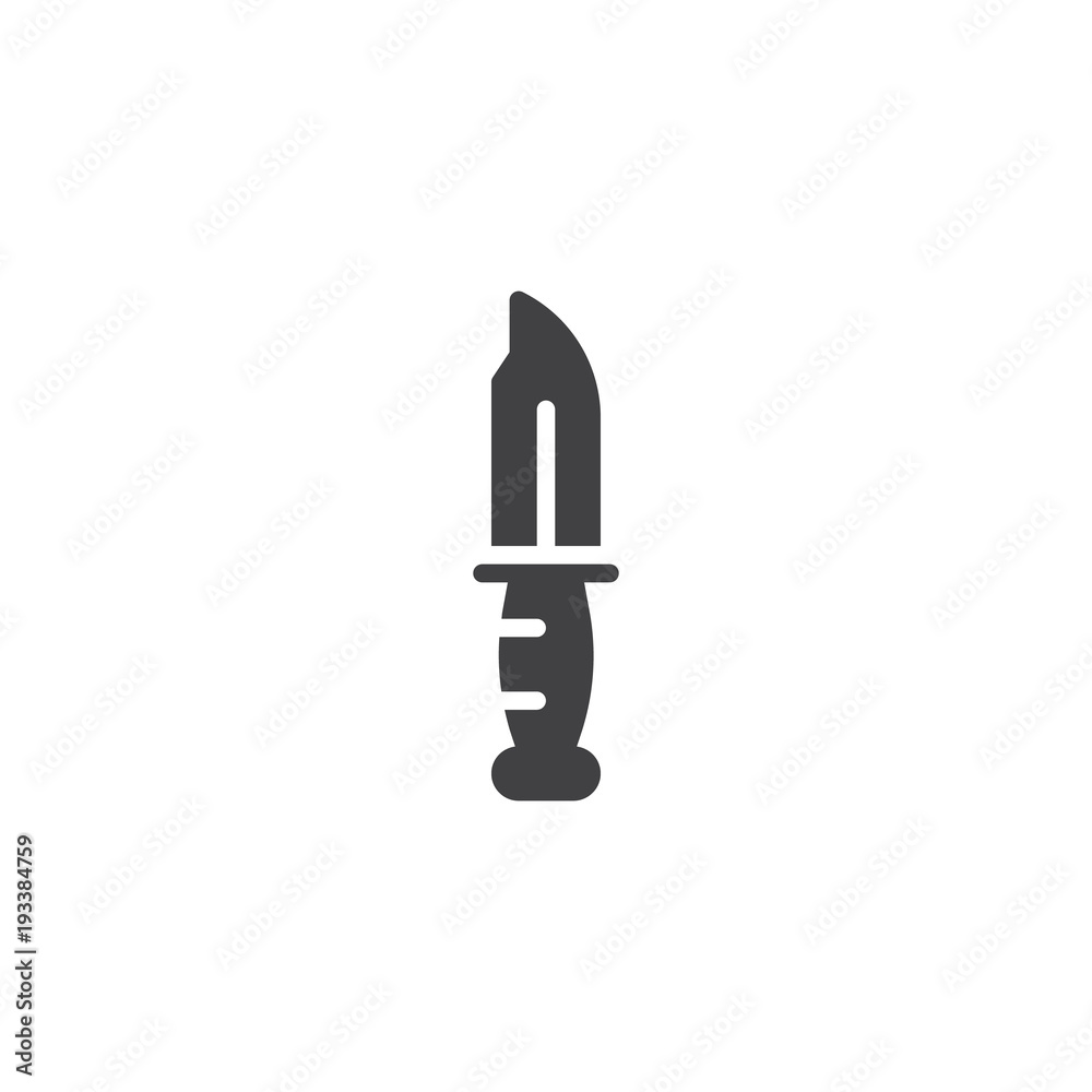 Obraz premium Marine knife vector icon. filled flat sign for mobile concept and web design. Military Knive simple solid icon. Symbol, logo illustration. Pixel perfect vector graphics