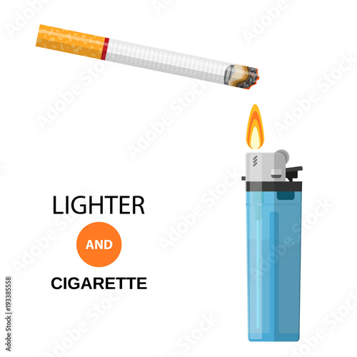 Lighter and Burning Cigarette