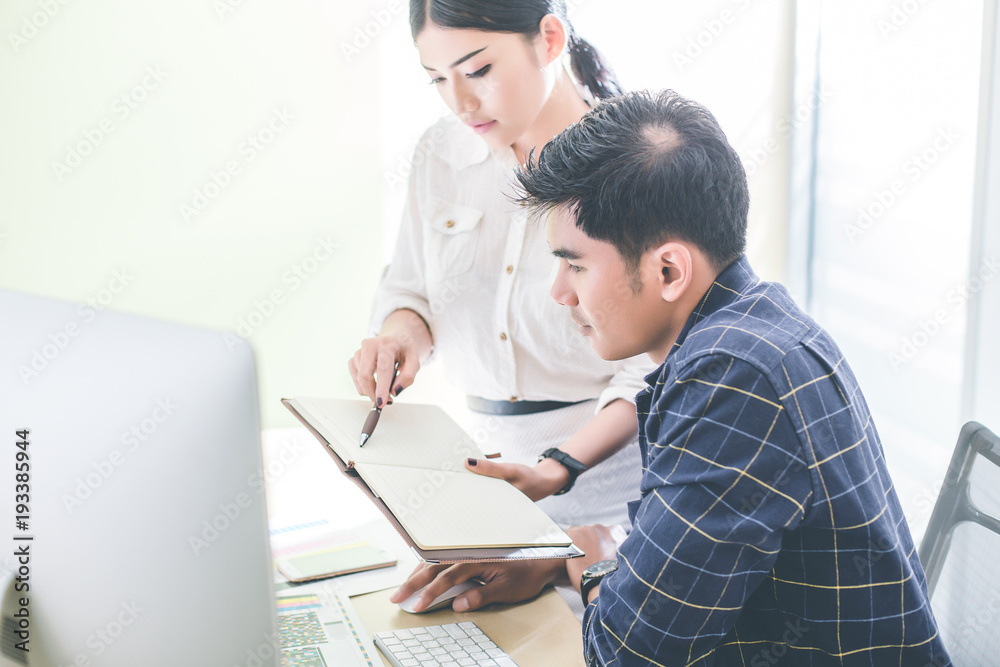 Business people meeting time working with new startup project. Idea presentation, analyze plans. Businessman and team talking and briefing of business plan and strategy
