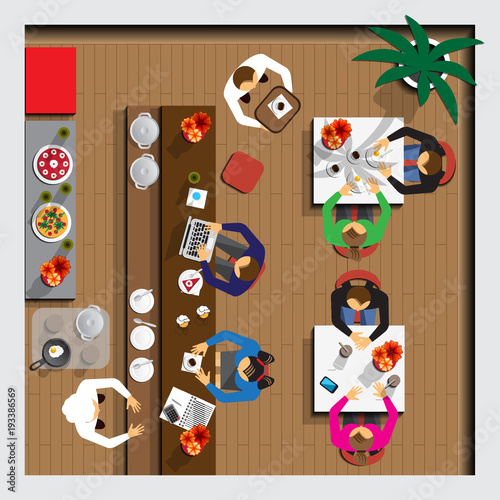 A cafe. Top view. Vector illustration.