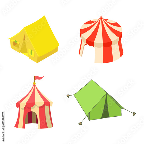 Tent icon set, cartoon style © ylivdesign