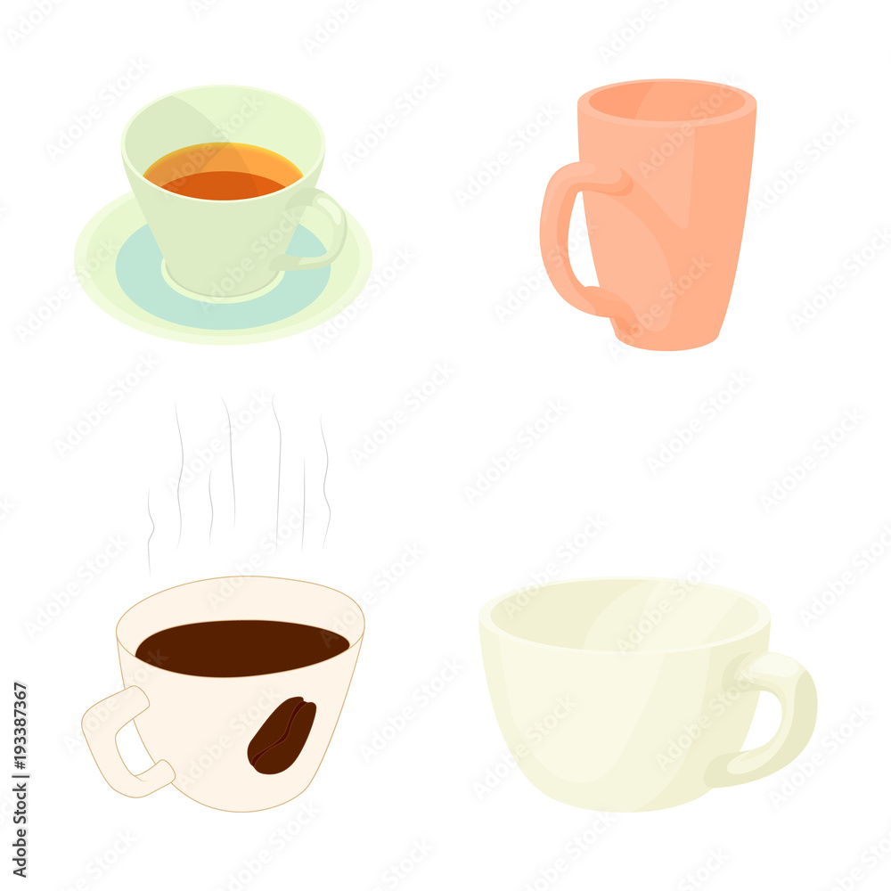 Cup icon set, cartoon style Cup icon set, cartoon style