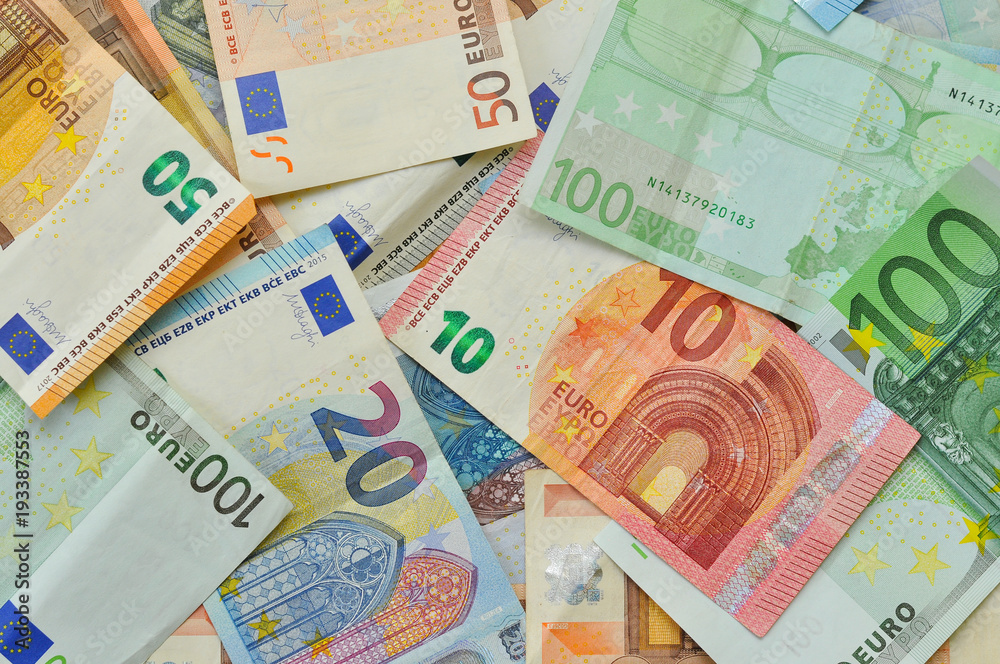 Pile of paper euro banknotes. Euro money banknote, business and finance concept Pile of paper euro banknotes. Euro money banknote, business and finance concept