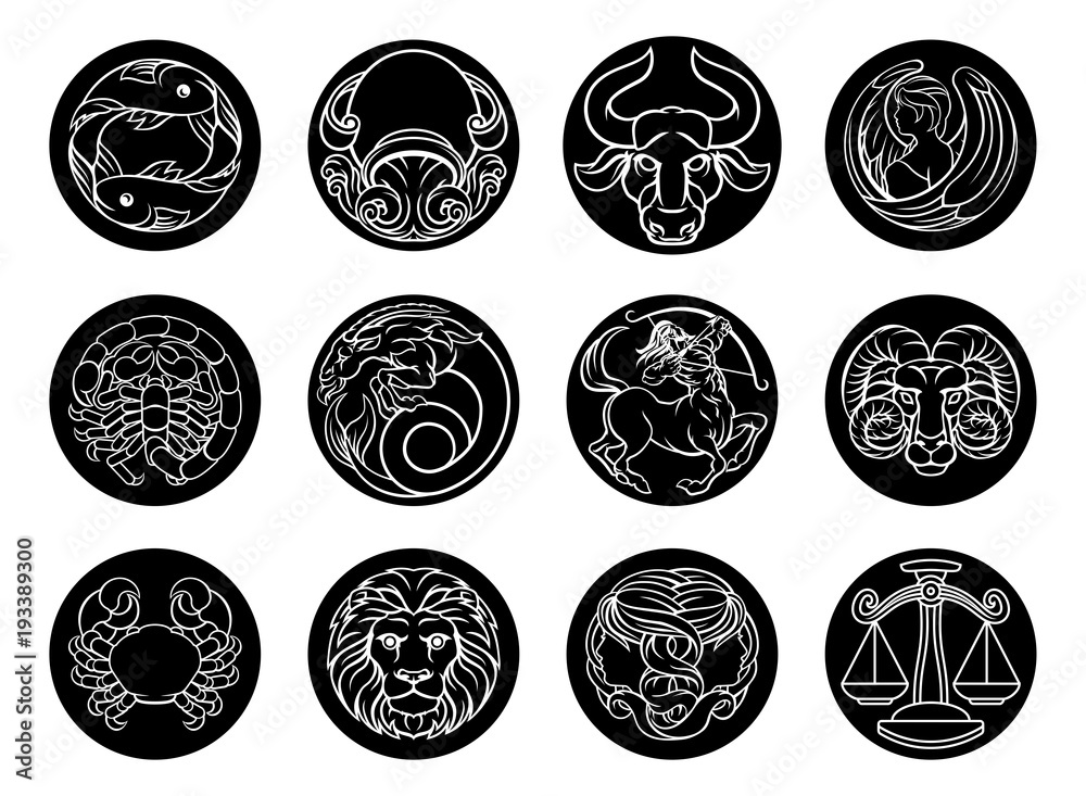 Φωτογραφία Astrology horoscope zodiac star signs icon set
