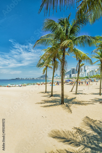 Palms on Copacabana Beach. Summer time. Rio de Janeiro, Brazil