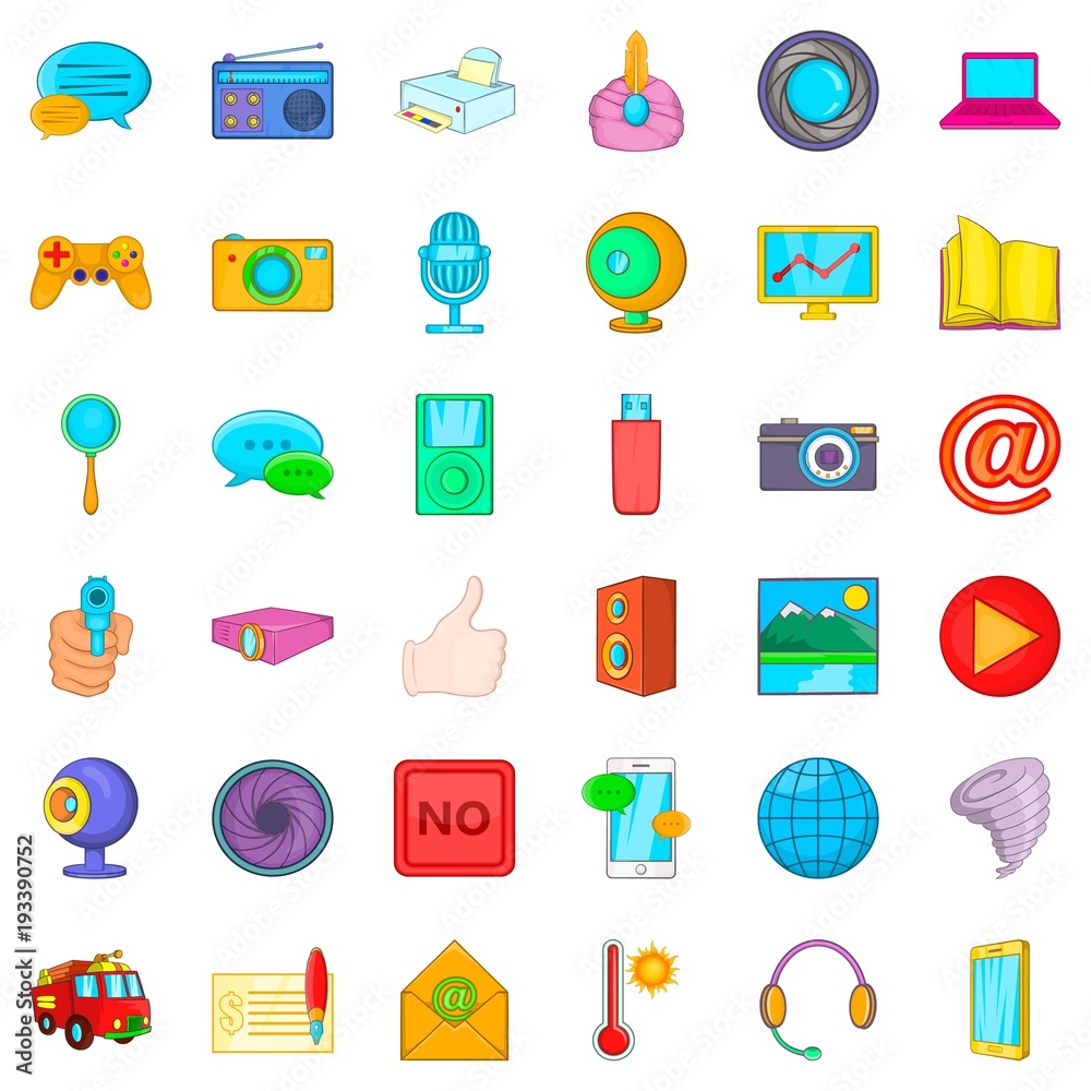 Information message icons set, cartoon style Information message icons set, cartoon style