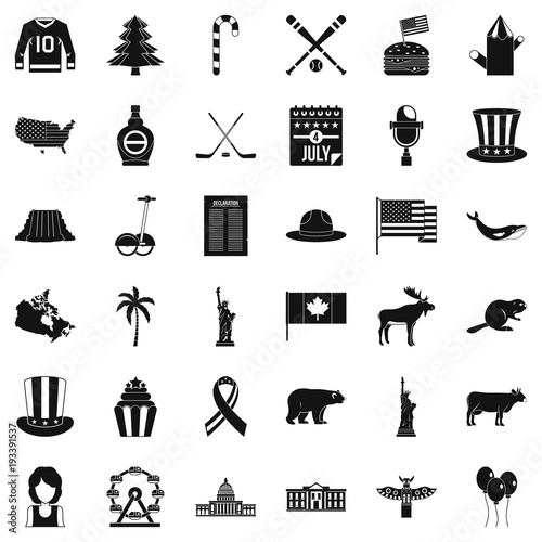 Span icons set, simple style