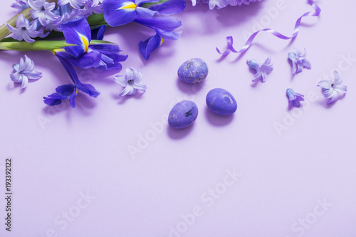 Easter eggs with spring flowers