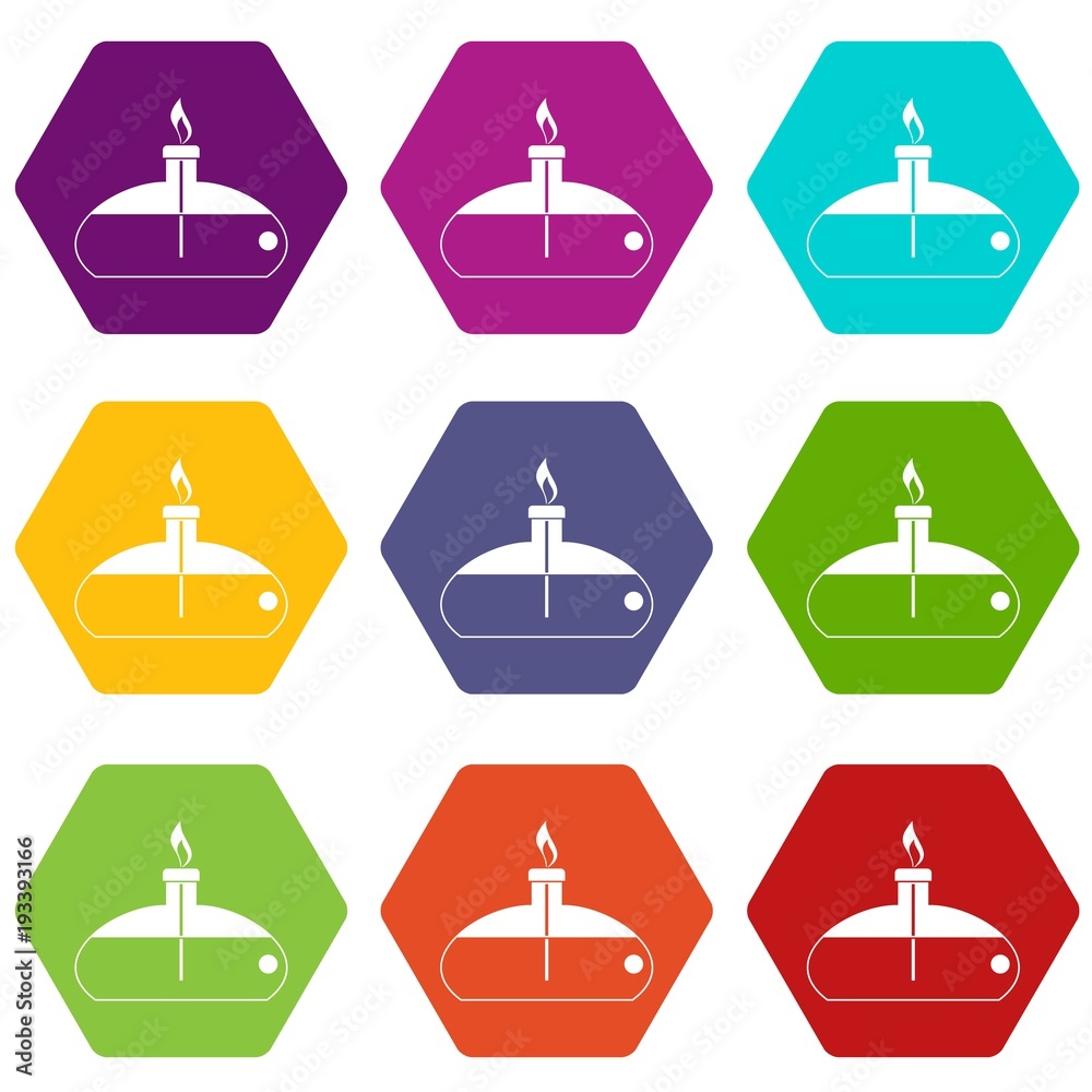 Spiritlamp icon set color hexahedron Spiritlamp icon set color hexahedron