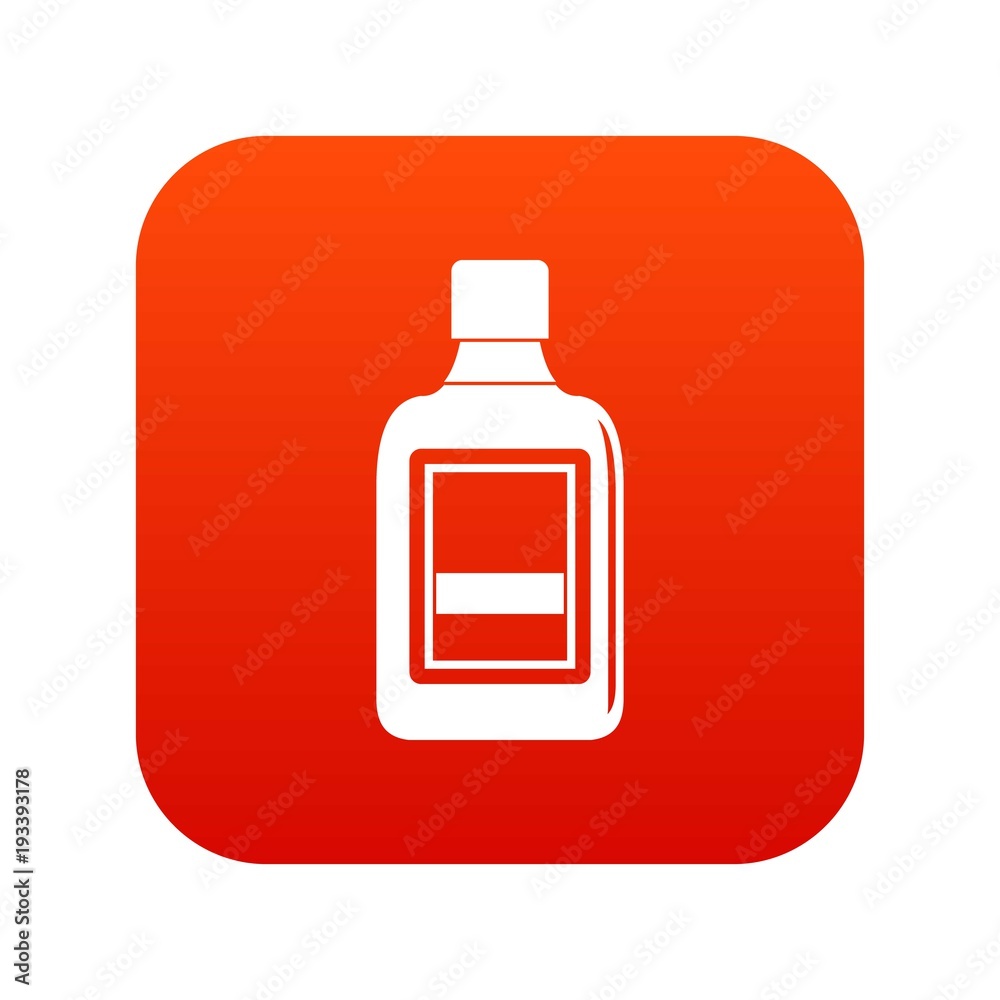 Plastic bottle icon digital red