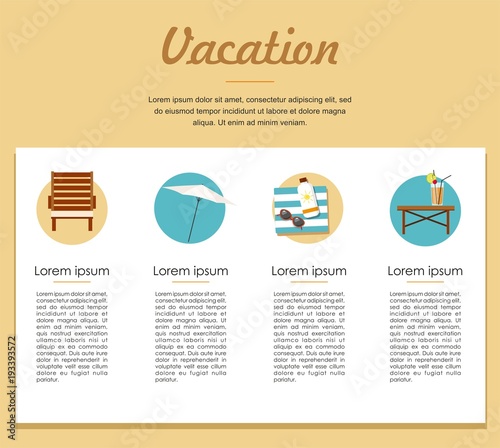 Summer Vacation and Tourism infographic. Vector icons	 photo