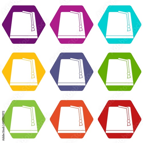 Turkish fez icon set color hexahedron