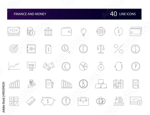 Line icons set. FInance and Money pack. Vector illustration