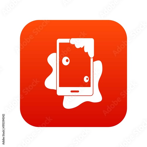 Wet phone icon digital red